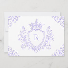 Convite Elegante Crista Heráldica Monograma Lavanda Batism