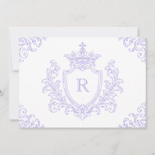 Convite Elegante Crista Heráldica Monograma Lavanda Batism