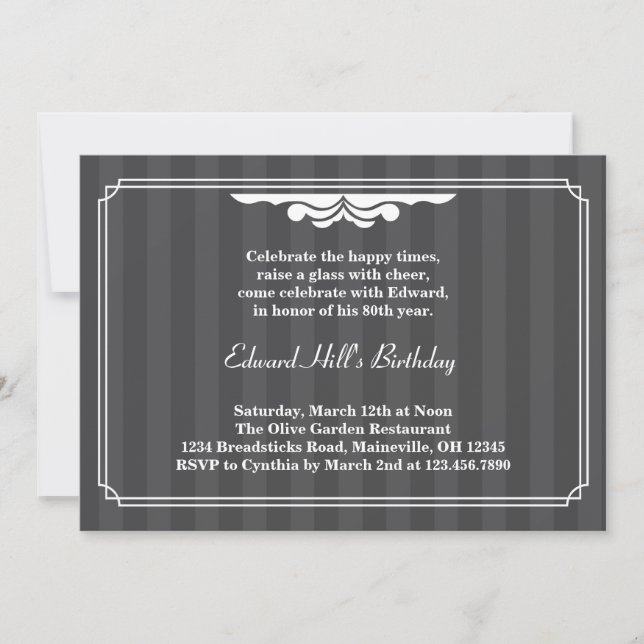 convite elegante da festa de aniversário do 80 (Frente)