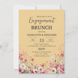 Convite Elegante Daisy Floral Noivado Brunch