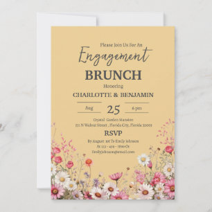 Convite Elegante Daisy Floral Noivado Brunch