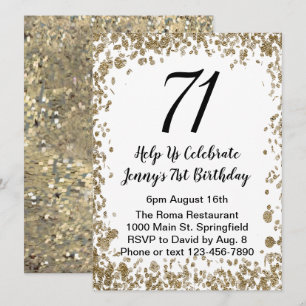 Convite Elegante de 71º Aniversário Para Ela em Do