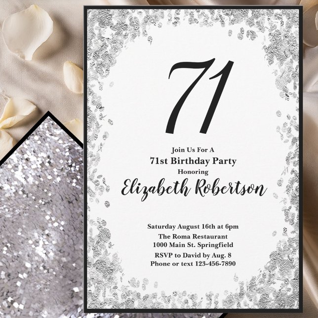 Convite Elegante de 71º Aniversário para Ela em Pr (Criador carregado)