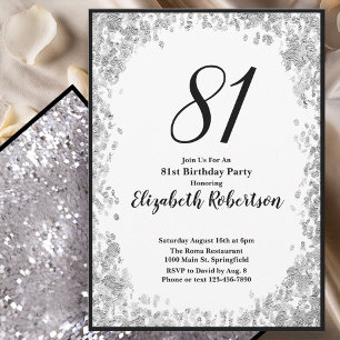 Convite Elegante de 81º Aniversário Para Ela em Pr