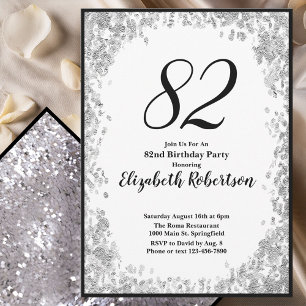 Convite Elegante de 82º Aniversário para Ela em Pr