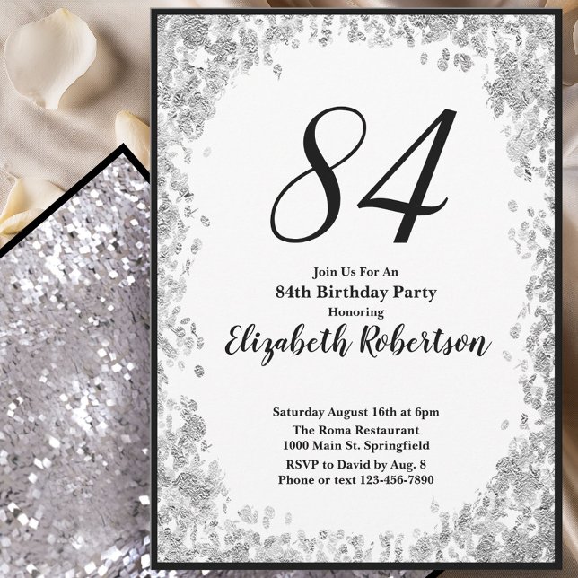 Convite Elegante de 84º Aniversário Para Ela em Pr (Criador carregado)