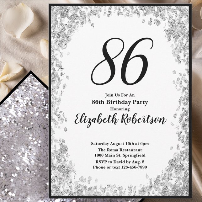 Convite Elegante de 86º Aniversário para Ela em Pr (Criador carregado)