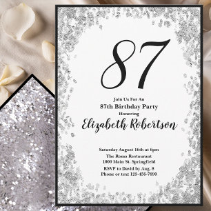 Convite Elegante de 87º Aniversário Para Ela em Pr