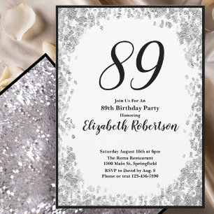 Convite Elegante de 89º Aniversário para Ela em Pr