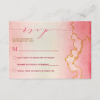 Elegante de aquarela Ombre rosa Vermelho Dourado M