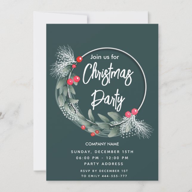 Convite Elegante de aquarela verde arruela (Frente)