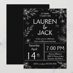 Convite Elegante de Bodas de Prata de 25 anos