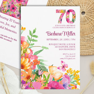 Convite Elegante de Borboleta Floral para 70º Aniv