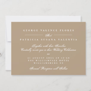 Convite Elegante de Caligrafia Formal de Beige Dourado