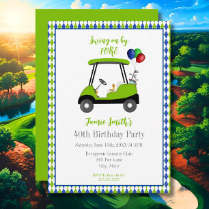 Convite Elegante de Carrinho de Golfe de aniversár