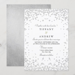 Convite Elegante De Casamento De Confetti De Silve