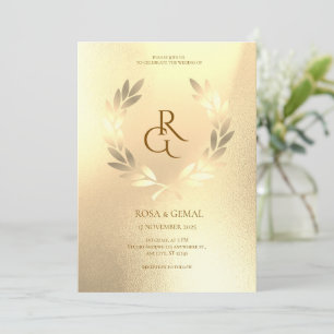 Convite Elegante De Casamento De Folha De Ouro