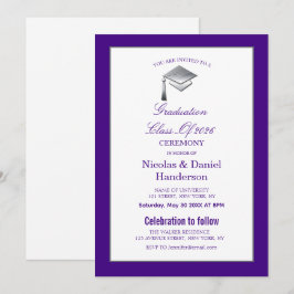 Convite elegante de cerimônia de formatura roxo