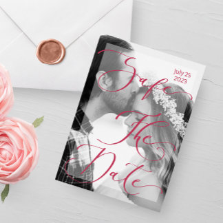 Convite Elegante de fotos moderno viva magenta