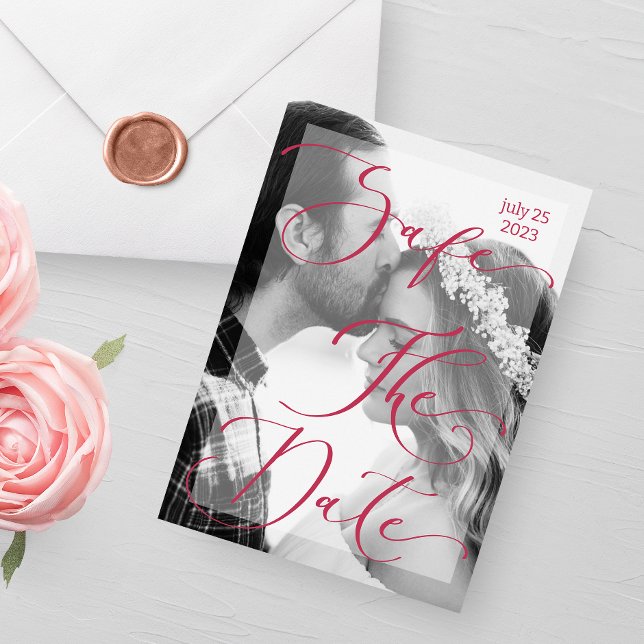 Convite Elegante de fotos moderno viva magenta (Criador carregado)