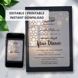 Convite Elegante de Iftar do Ramadan com Lanterna
