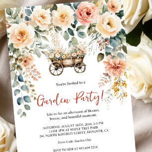 Convite elegante de jardim para festa com aquarela