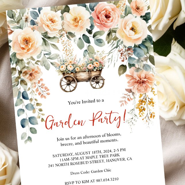 Convite elegante de jardim para festa com aquarela (Criador carregado)