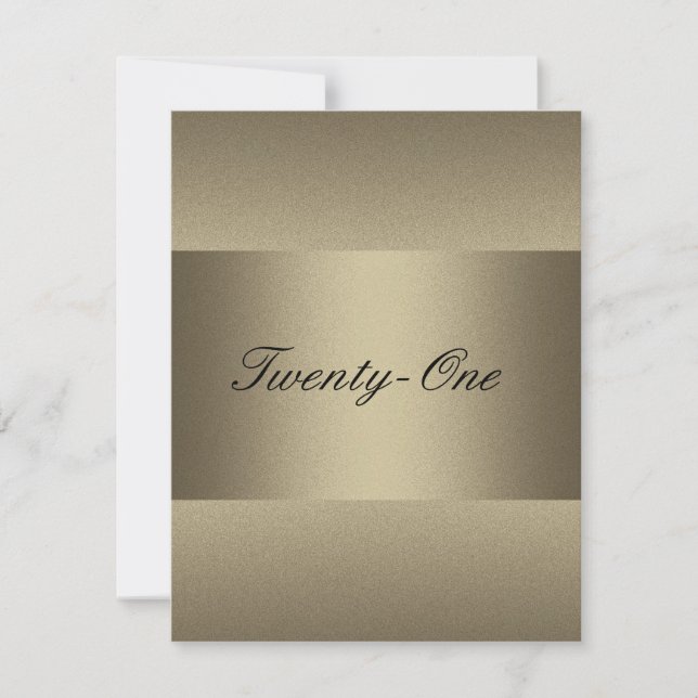 Convite Elegante de massa de bronze aniversário de 21 anos (Frente)