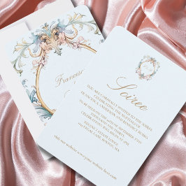 Convite Elegante De Monograma Azul De Regência De