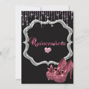 Convite Elegante de Quinceanera com Brilho