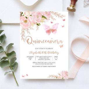 Convite Elegante de Quinceañera Rosa