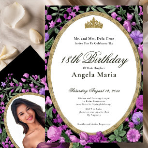 Convite Elegante Debut de 18 Anos Floral Rosa