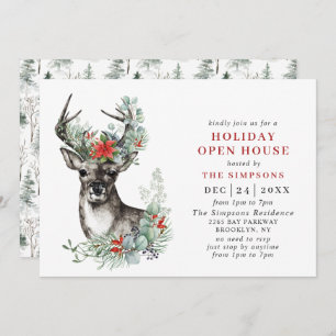 Convite Elegante Deer Christmas HOLIDAY OPEN HOUSE