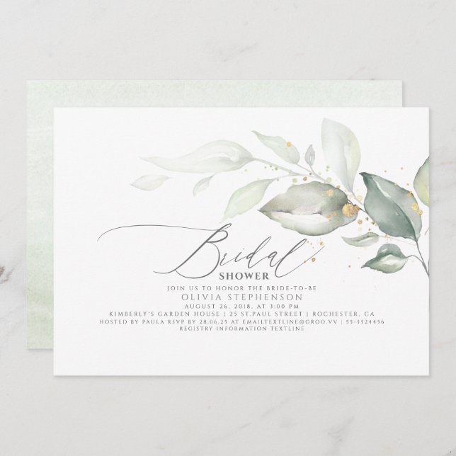 Convite Elegante deixa Chá de panela elegante verde (Frente/Verso)