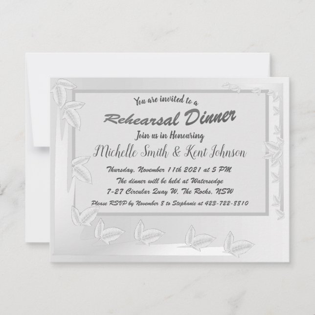 Convite Elegante deixa o Janto de ensaio de Design (Frente)