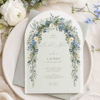 Convite elegante delicado floral primavera Chá de Noiva