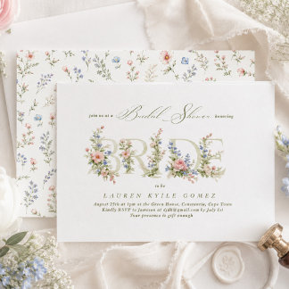 Convite elegante delicado floral primavera NOIVA Chá de No