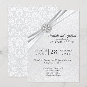 Convite Elegante Desenho de Aniversário de Diamante dos 75