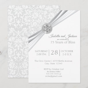 Convite Elegante Design de Aniversário de Diamante de 75 /