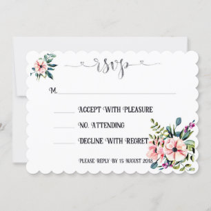 Convite Elegante Design de RSVP de Casamento Floral