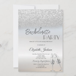 Convite Elegante Despedida de Solteira com Brilho Prateado