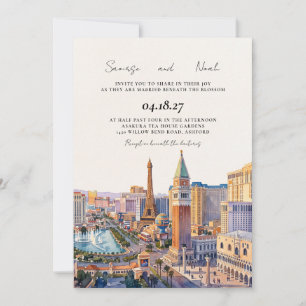 Convite Elegante Destino de Casamento com Paisagem de Las