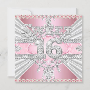 Convite Elegante Diamante Rosa Doze Anos Festa 3
