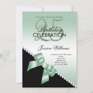Convite Elegante Diamond Arco, Emerald & Black Birthday