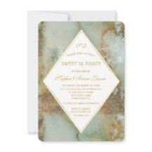 Elegante Diamond Green Marble SWEET 16 Party