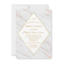 Elegante Diamond Rosa Dourado Marble SWEET 16 Part