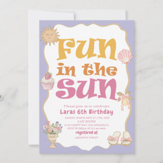 Convite Elegante Diversão com Aquarela ao Sol Aniversário
