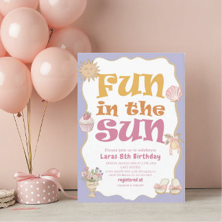 Convite Elegante Diversão com Aquarela ao Sol Aniversário