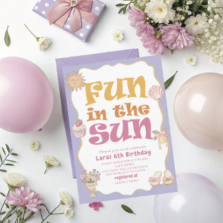 Convite Elegante Diversão com Aquarela ao Sol Aniversário