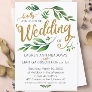 Convite elegante do casamento das hortaliças da